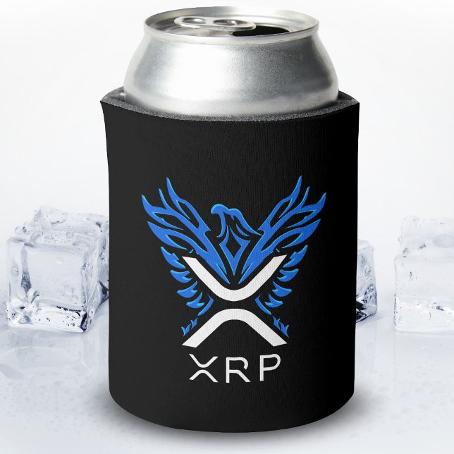Cryptocurrency XRP Crypto Logo Blue Rising Phoenix Can Cooler (Creator Uploaded)