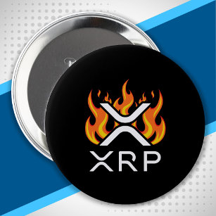 Cryptocurrency XRP Crypto Orange Flames Fire Melt 4 Inch Round Button