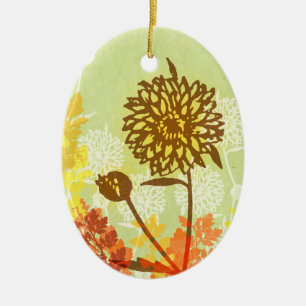 Crysanthemum Graphic Ceramic Ornament