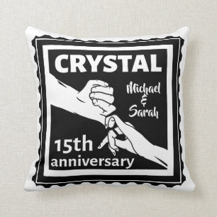 Crystal 15th wedding anniversary holding hands throw pillow
