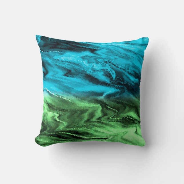 Crystal abstract pattern in blue and green colours throw pillow (Front)