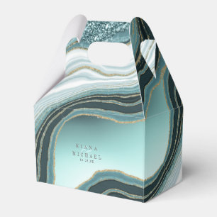 Crystal Agate Wedding Teal ID825 Favor Box