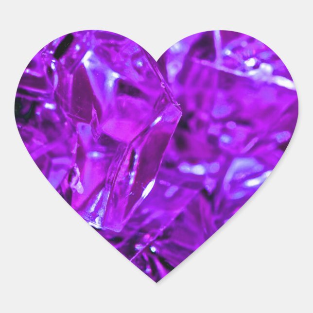 Crystal Amethyst Purple Gemstone Heart Sticker (Front)