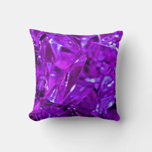 Crystal Amethyst Purple Gemstone Throw Pillow