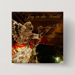 crystal angel Joy to the World 2 Inch Square Button