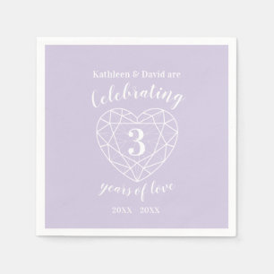 Crystal anniversary 3 years of love napkins