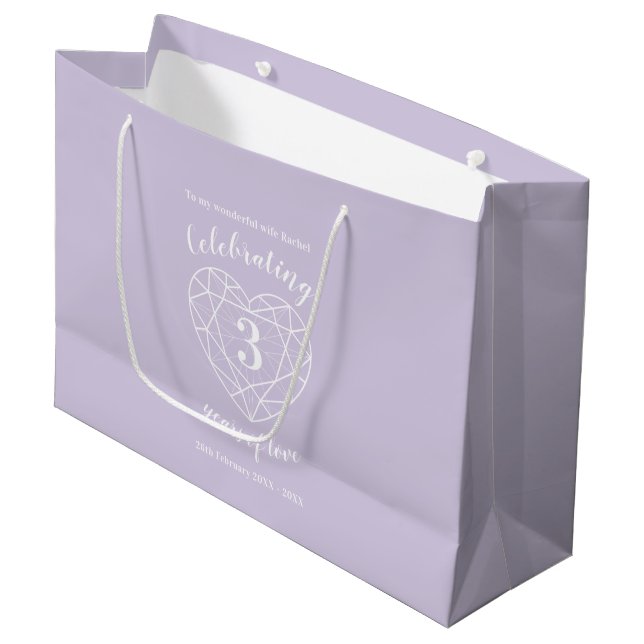 Crystal Anniversary 3 years personalized gift bag (Front Angled)
