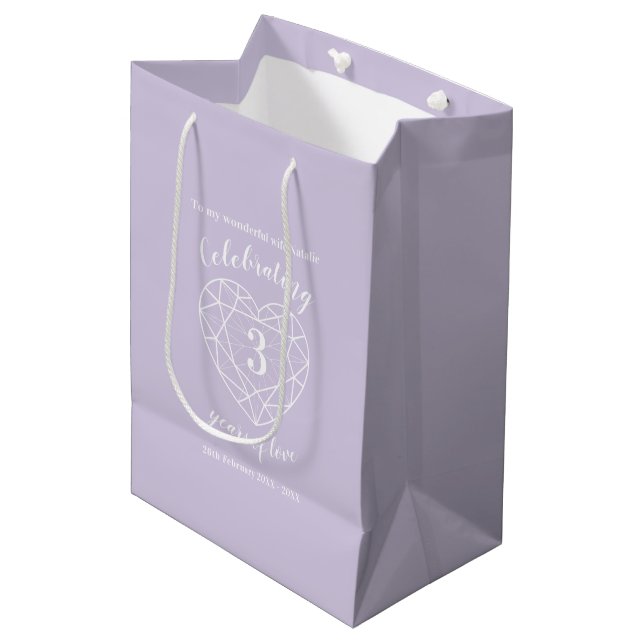 Crystal Anniversary 3 years wife gift bag (Front Angled)