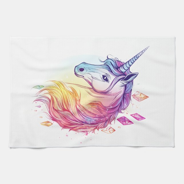 Crystal Aura Unicorn (1) Kitchen Towel (Horizontal)