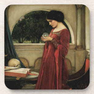 Crystal Ball by Waterhouse, Vintage Victorian Art Coaster