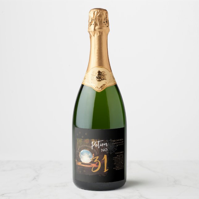 Crystal Ball Halloween Wine Label (Front)