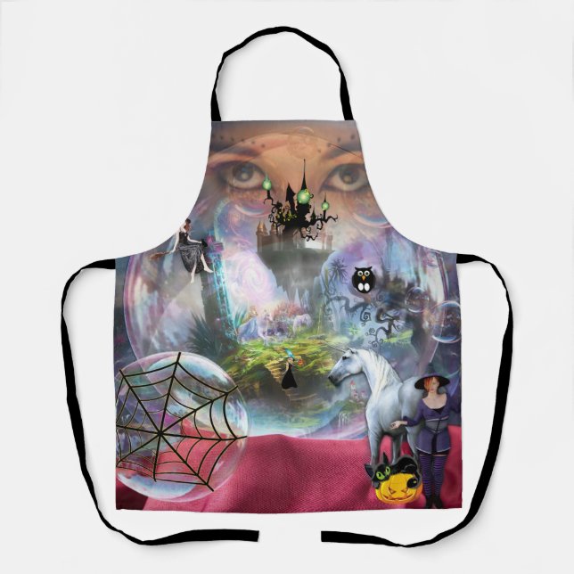 Crystal Ball Halloween Witch Apron (Front)
