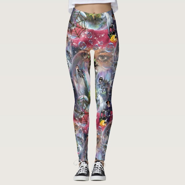 Crystal Ball Halloween Witch Leggings (Front)