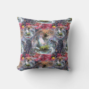 Crystal Ball Halloween Witch Throw Pillow