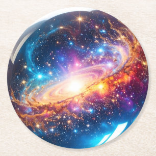 Crystal Ball - I See A Cosmic Event In Your Future Round Paper Coaster