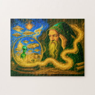 Crystal ball mage in oil-painted vision jigsaw puzzle