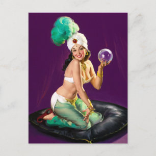 Crystal Ball Pin Up Postcard