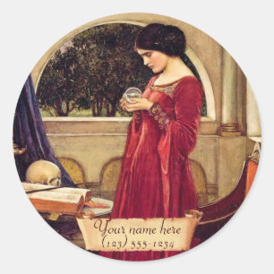 Crystal Ball Pre-Raphaelite Bookplate Classic Round Sticker