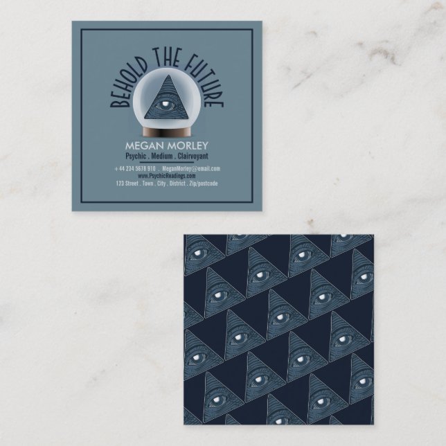 Crystal Ball, Psychic - Medium - Clairvoyant Square Business Card (Front/Back)