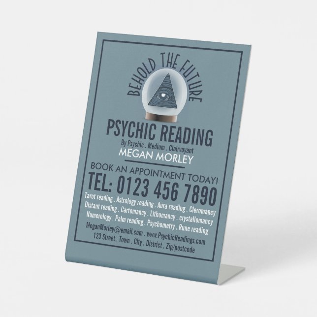 Crystal Ball, Psychic Reading Advertising Pedestal Sign (Front)