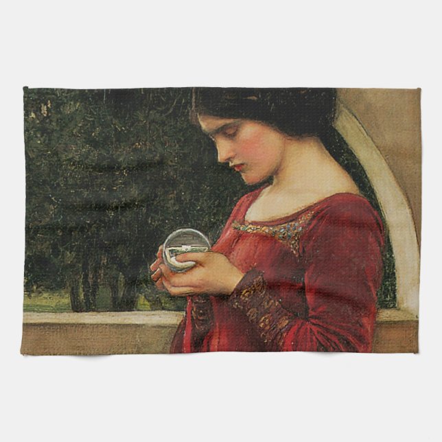 Crystal Ball Woman Waterhouse Painting Kitchen Towel (Horizontal)