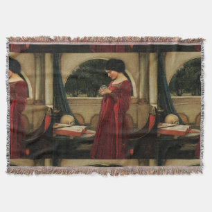 Crystal Ball Woman Waterhouse Painting Throw Blanket
