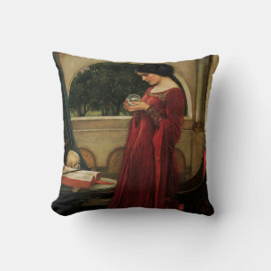 Crystal Ball Woman Waterhouse Painting Throw Pillow