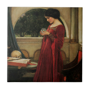 Crystal Ball Woman Waterhouse Painting Tile