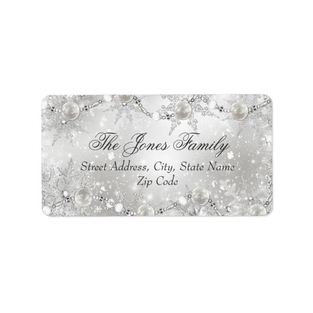 Crystal Bauble Snowflake Christmas Address Labels (Front)