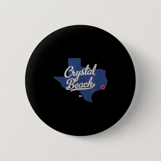 Crystal Beach Texas Tx Map  2 Inch Round Button (Front)
