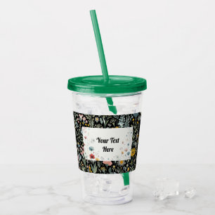 Crystal Blooms: Customizable Acrylic Tumbler