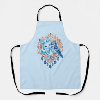 Crystal Blue Bunny and Blue Jay Heart Apron
