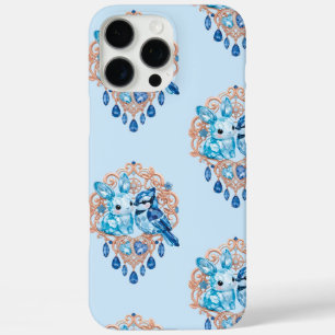 Crystal Blue Bunny and Blue Jay Heart iPhone 16 Pro Max Case