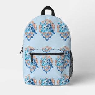 Crystal Blue Bunny and Blue Jay Heart Printed Backpack