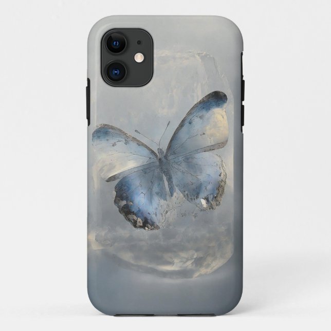 Crystal Blue Butterfly Mobile Case (Back)