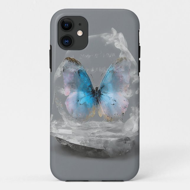 Crystal Blue Butterfly Mobile Case  (Back)