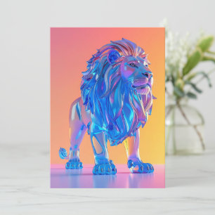 Crystal Blue Lion Blank Card
