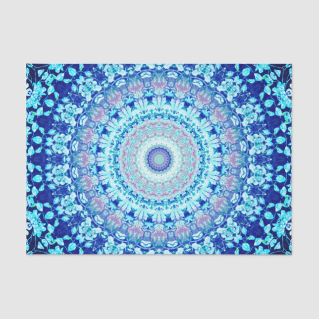 Crystal Blue Shiny Mandala  Tissue Paper (Front)