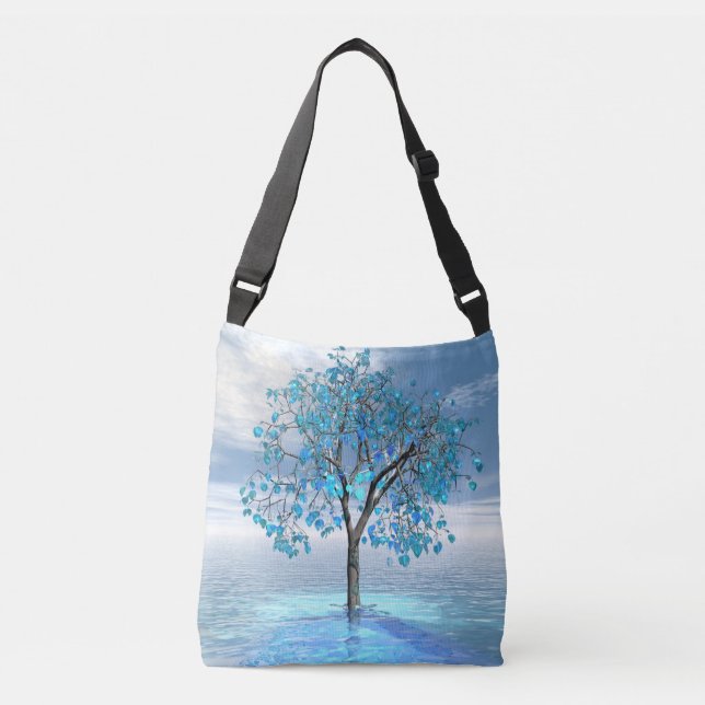 Crystal Blue Tree Crossbody Bag (Front)
