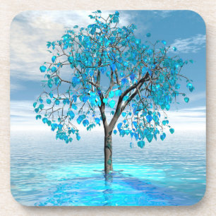 Crystal Blue Tree Hard plastic coaster