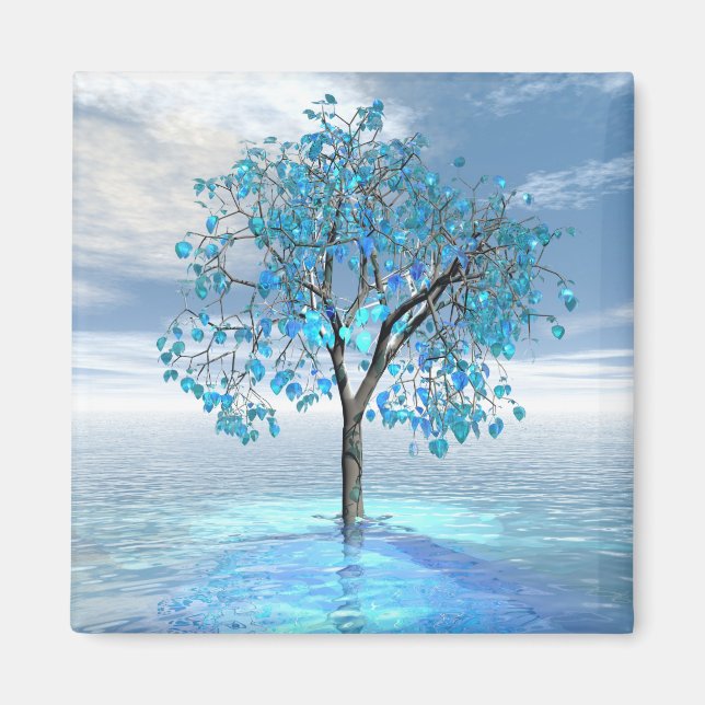 Crystal Blue Tree Magnet (Front)