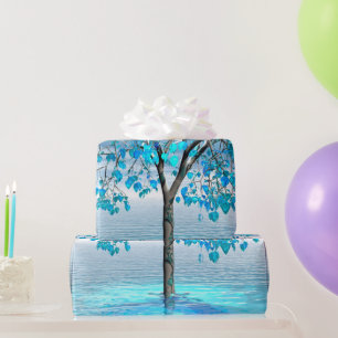 Crystal Blue Tree Wrapping Paper