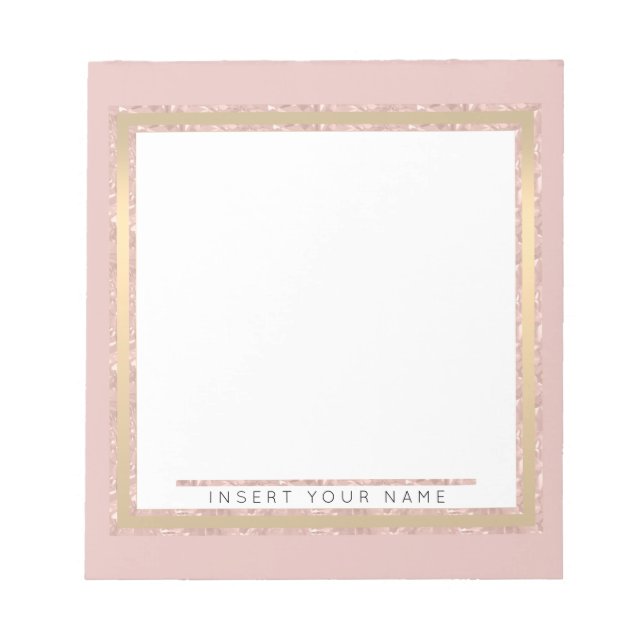 Crystal Blush Gold Personalized Notepad 5.5" x 6" (Front)