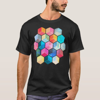 Crystal Bohemian Honeycomb Cubes - Colourful Hexag T-Shirt