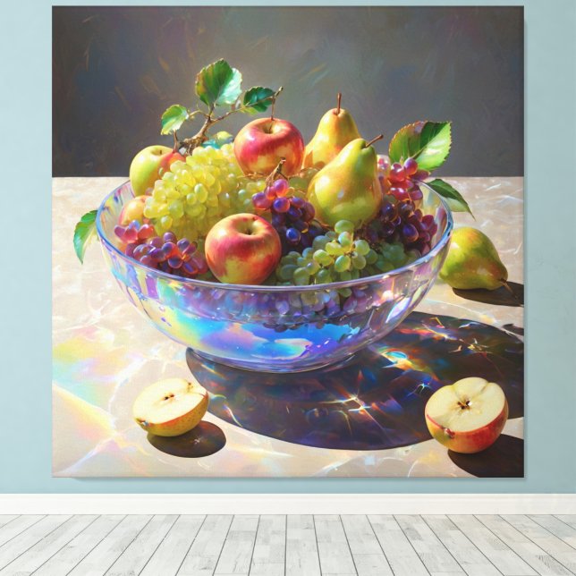 *~* Crystal Bowl Still Life Fruit SC6 Canvas Print (Insitu(Wood Floor))
