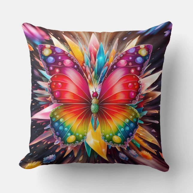 Crystal Butterfly Throw Pillow (Front)
