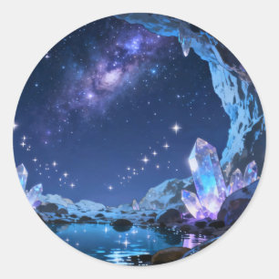 Crystal Cave Night Sky Round Sticker