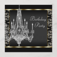 Crystal Chandelier Black Damask Birthday Party