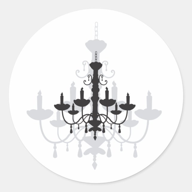 Crystal Chandelier Black Gothic and Shadow Classic Round Sticker (Front)