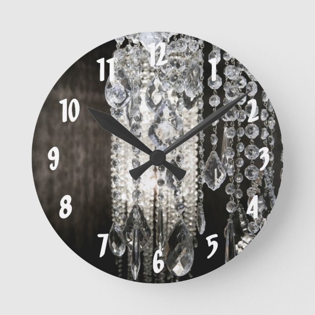 Crystal Chandelier Chic Glass Glitz Gla Wall Clock (Front)